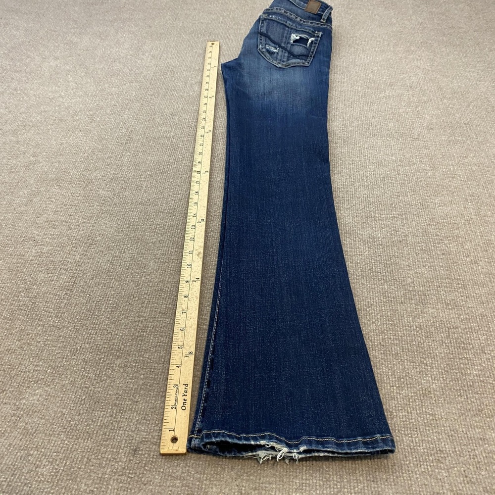BKE Stella Bootcut Jeans Womens 24R Blue Med Wash Low Rise Distressed Stretch - Picture 8 of 11